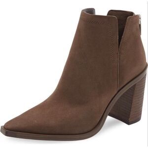 Vince Camuto Ankle Boots Size 9.5 Brown Back Zip Squared‎ Block Heel